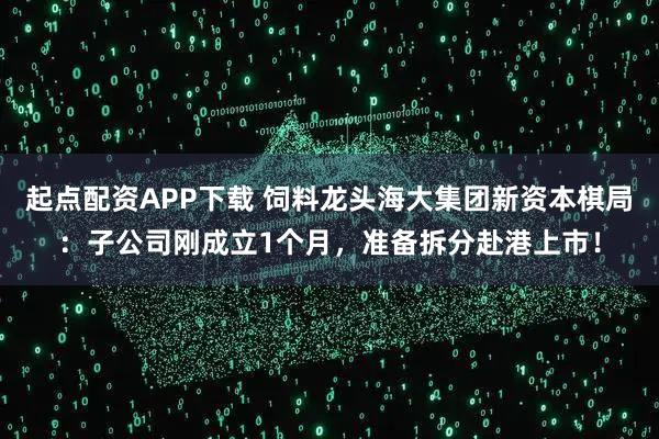 起点配资APP下载 饲料龙头海大集团新资本棋局：子公司刚成立1个月，准备拆分赴港上市！